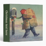 Child Carrying a Christmas Package from Mailbox 3 Ring Binders
