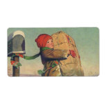 Child Carrying a Christmas Package from Mailbox Personalized Shipping Labels