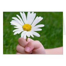 child holding daisy - customizable greeting card