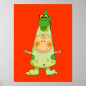Child in a dragon costume posters