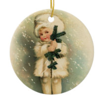 Child in a Snowstorm Card Christmas Ornaments
