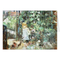 Child in Rose Garden, Berthe Morisot Fine Art Greeting Card