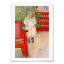 Child in Snowsuit by Christmas Tree Photo