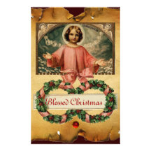 CHILD JESUS WITH ANGELS AND CHRISMAS CROWNS CUSTOMIZED STATIONERY