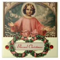 CHILD JESUS WITH ANGELS AND CHRISTMAS CROWNS tiles