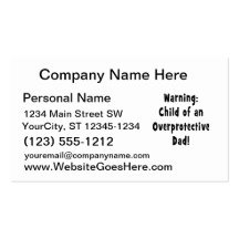 child of overprotective dad black business card