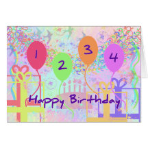 Child or Kid Birthday Four Years Happy Birthday! Greeting Card