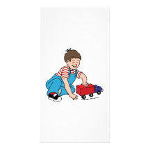 Child Playing with Toy Truck Picture Card