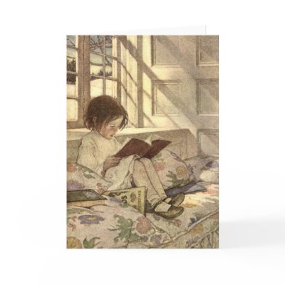 Child Reading a Book by Jessie Willcox Smith Greeting Cards by YesterdayCafe