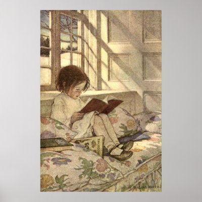 Child Reading a Book by Jessie Willcox Smith Print by YesterdayCafe