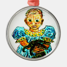 Child with Rabbit Christmas Ornament