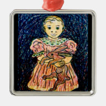 Child with Rabbit Christmas Tree Ornament