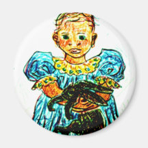 Child With Rabbit Fridge Magnet