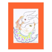 Child with Rabbit Post Card
