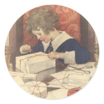 Child Wrapping Presents; Jessie Willcox Smith Sticker