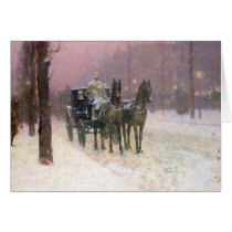 Childe Hassam - Street scene with two cabs Cards