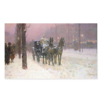 Childe Hassam - Street scene with two cabs Rectangle Stickers