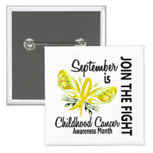 Childhood Cancer Awareness Month Butterfly 3.1 Pinback Buttons