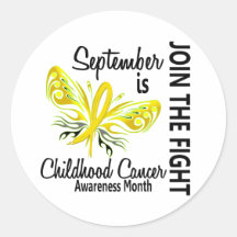 Childhood Cancer Awareness Month Butterfly 3.1 Round Stickers