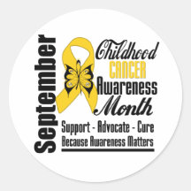 Childhood Cancer Awareness Month Butterfly v5 Round Stickers