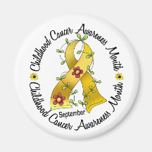 Childhood Cancer Awareness Month Flower Ribbon 3 Magnets