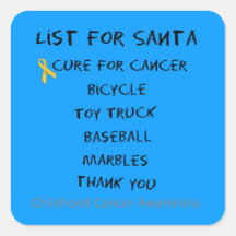 Childhood Cancer Awareness Santa List Boys Square Stickers