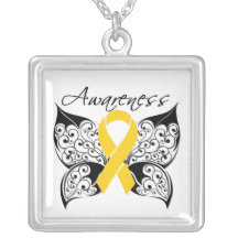 Childhood Cancer Awareness Tattoo Butterfly Custom Necklace