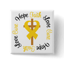 Childhood Cancer Faith Hope Love Cross Pinback Buttons