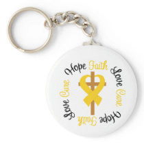 Childhood Cancer Faith Hope Love Cross Keychains