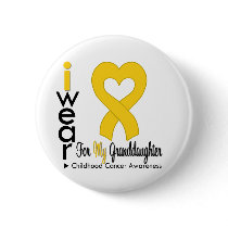 Childhood Cancer Gold Heart Ribbon Granddaughter Pinback Button