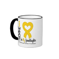 Childhood Cancer Gold Heart Ribbon Granddaughter Coffee Mugs