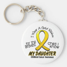 Childhood Cancer Gold Ribbon For My Daughter Keychains