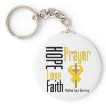 Childhood Cancer Hope Love Faith Prayer Cross Key Chains
