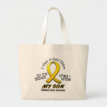 Childhood Cancer I Wear Gold Ribbon For My Son Tote Bags