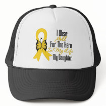 Childhood Cancer Ribbon My Hero My Daughter Trucker Hats