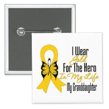 Childhood Cancer Ribbon My Hero My Granddaughter Pin