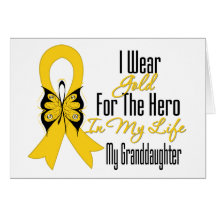 Childhood Cancer Ribbon My Hero My Granddaughter Greeting Card