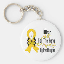 Childhood Cancer Ribbon My Hero My Granddaughter Key Chain