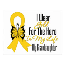Childhood Cancer Ribbon My Hero My Granddaughter Post Cards