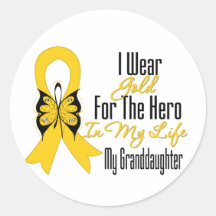 Childhood Cancer Ribbon My Hero My Granddaughter Sticker
