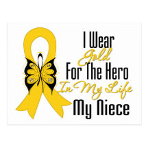 Childhood Cancer Ribbon My Hero My Niece Postcards