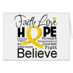 Childhood Cancer Typographic Faith Love Hope Greeting Cards