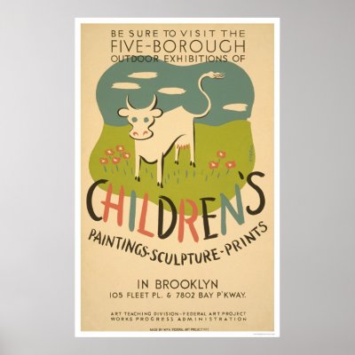 Children Art Brooklyn 1938 WPA Poster by lc_wpa