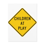 Children at Play Highway Sign Postcard