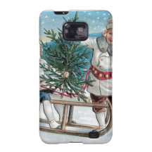 Children cutting down a Christmas Tree Samsung Galaxy S2 Cover