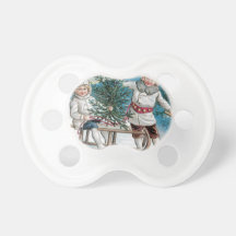 Children cutting down a Christmas Tree Baby Pacifier