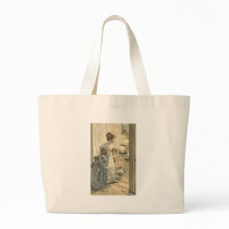 Children, Dog Looking At Tree Tote Bag