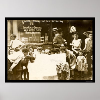 Children Licking Ice Blocks in New York City 1912 Poster by lc_vintagephotos