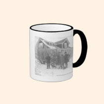 Children outside with Christmas tree mugs