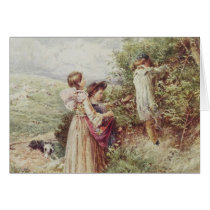 Children picking blackberries, 19th century cards